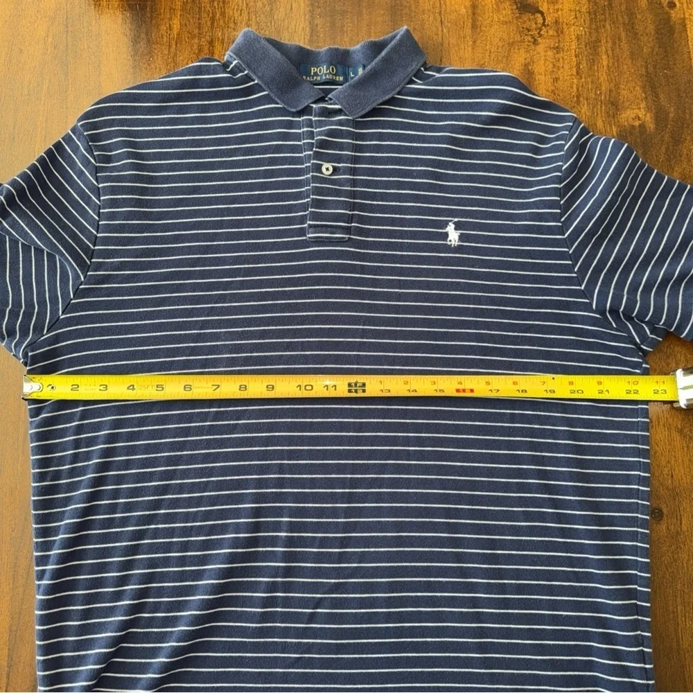 Polo Ralph Lauren Men’s Short Sleeve Polo Shirt Size Large L Blue White Stripes